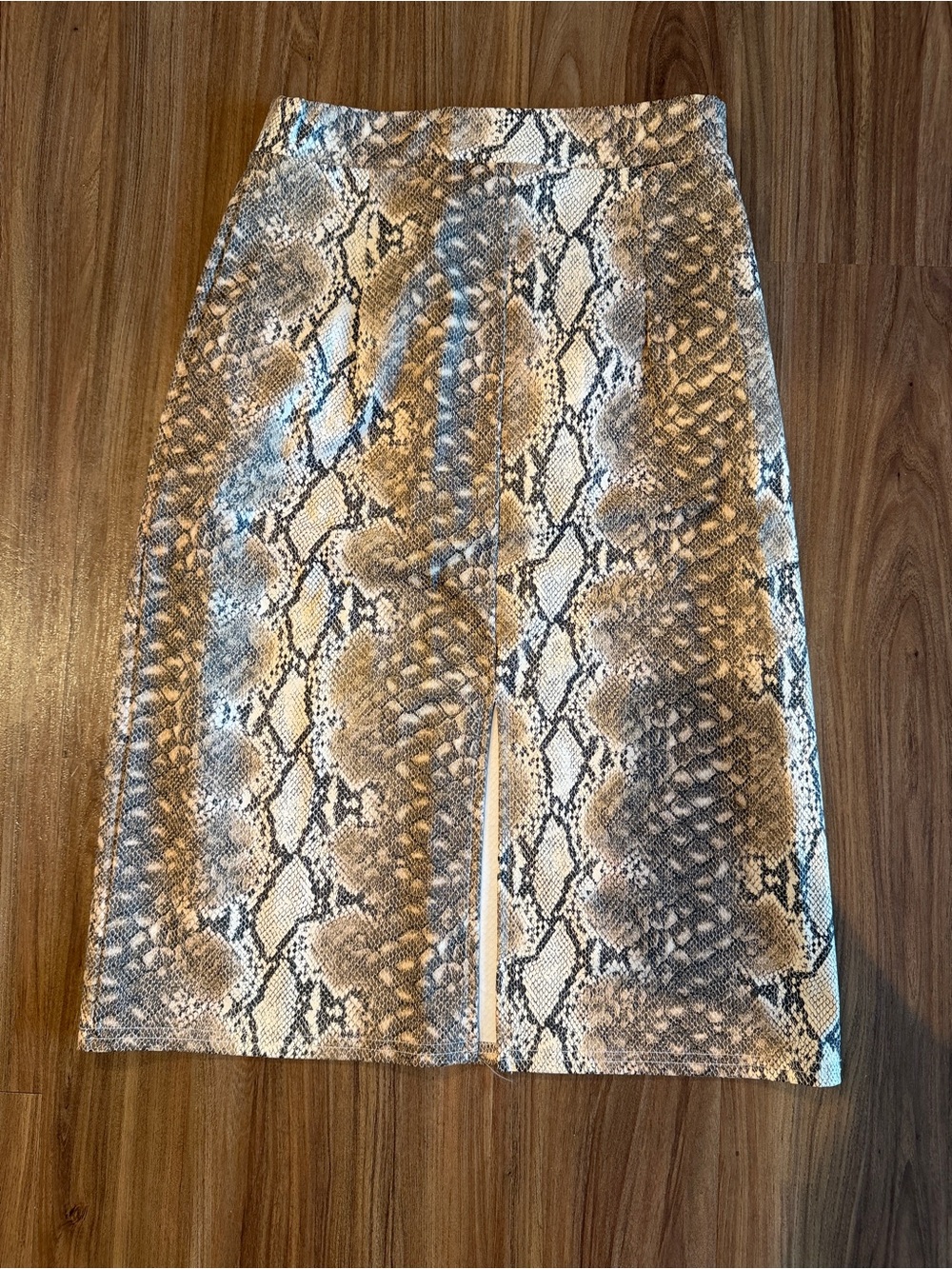 ASOS Snake-Print Pencil Skirt in Brown and Cream